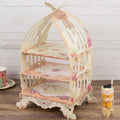 3 Tier Cardboard Cupcake Stand White/Peach Birdcage Style - Charming Reusable Cake Display Holder with Floral Print for Dessert Bars Afternoon Teas & Party Decor 18" - Bell Racket Store