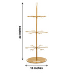 3 - Tier Champagne Glass Holder Tower Gold - Modern Metal Flute Display Rack Cocktail Tree Stand for Professional & Home Use 33" - Bell Racket Store