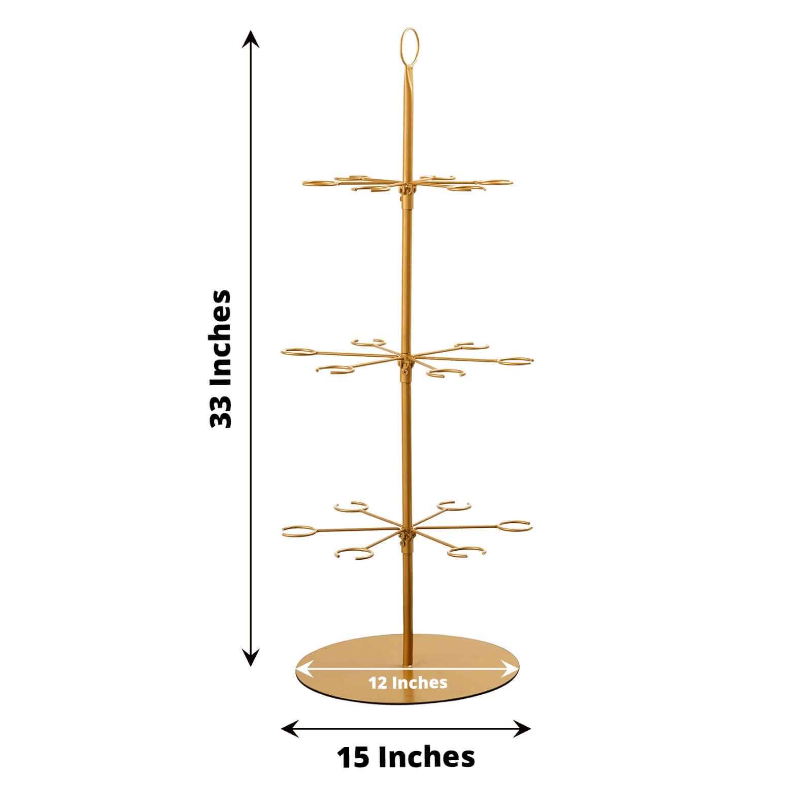 3 - Tier Champagne Glass Holder Tower Gold - Modern Metal Flute Display Rack Cocktail Tree Stand for Professional & Home Use 33" - Bell Racket Store