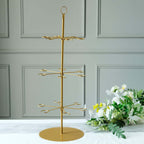 3 - Tier Champagne Glass Holder Tower Gold - Modern Metal Flute Display Rack Cocktail Tree Stand for Professional & Home Use 33" - Bell Racket Store