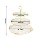 3 - Tier Clear Plastic Cupcake Tower Stand with Gold Embossed Baroque Rim, 13" Round Cake Dessert Holder Display Stand Tiered Serving Tray with Top Handle - Bell Racket Store
