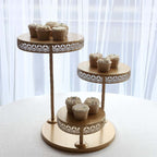3 - Tier Dessert Stand Hollow Lace Round Design Gold - Cupcake Tower and Tiered Cake Display Metal 21" - Bell Racket Store