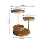 3 - Tier Dessert Stand Hollow Lace Round Design Gold - Cupcake Tower and Tiered Cake Display Metal 21" - Bell Racket Store
