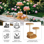 3 - Tier Dessert Stand Hollow Lace Round Design Gold - Cupcake Tower and Tiered Cake Display Metal 21" - Bell Racket Store