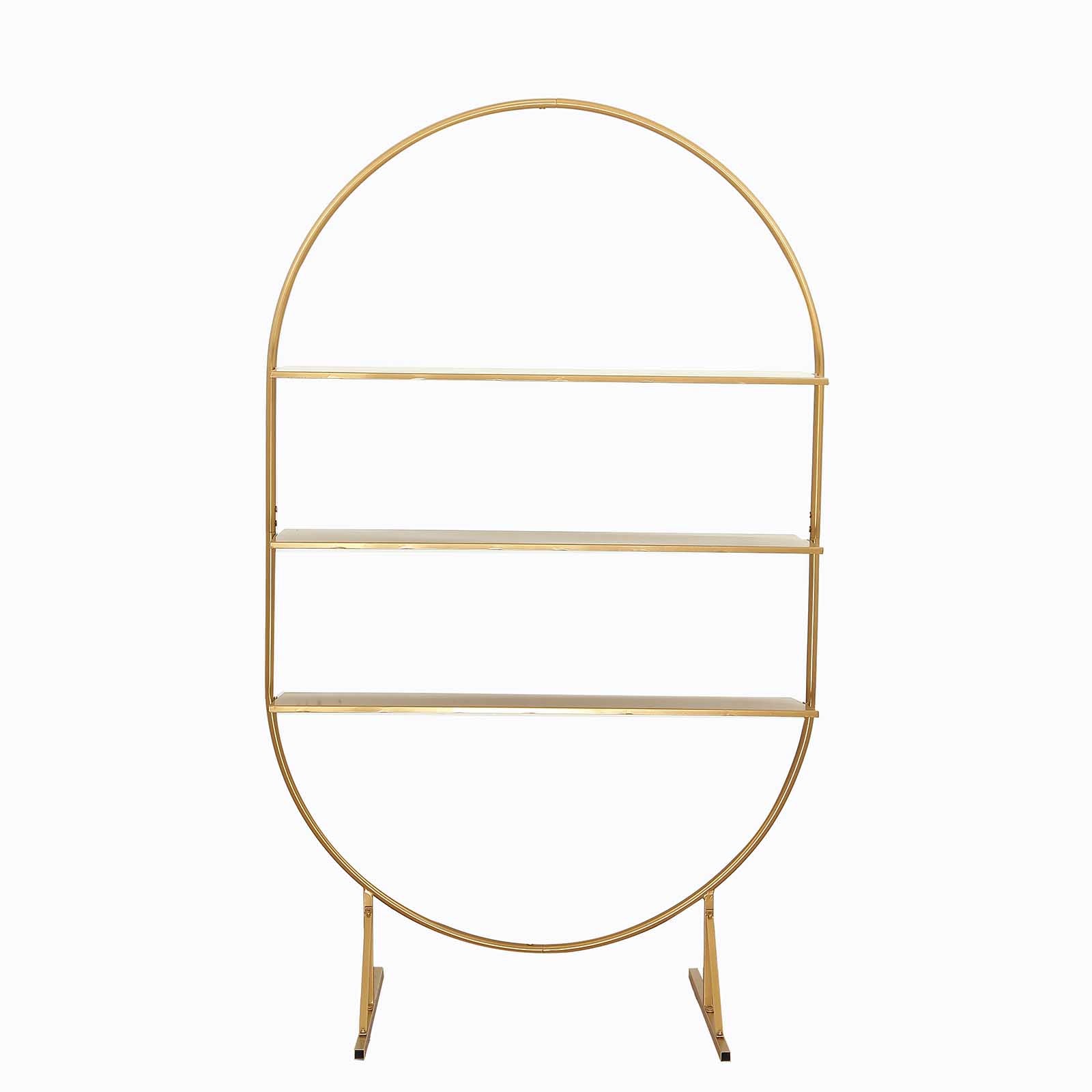 3 - Tier Metal Oval Cupcake Dessert Stand Gold for Luxurious Event and Party Settings 6.5ft - Bell Racket Store