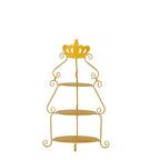3 Tier Metal Round Cake Stand 32" Gold with Crown Top - Easy To Assemble Cupcake Holder Dessert Display Stand for Sophisticated Tea Parties Buffet Tables & Special Occasions - Bell Racket Store