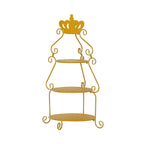 3 Tier Metal Round Cake Stand 32" Gold with Crown Top - Easy To Assemble Cupcake Holder Dessert Display Stand for Sophisticated Tea Parties Buffet Tables & Special Occasions - Bell Racket Store
