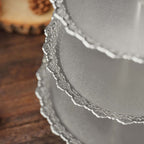 3 - Tier Plastic Round Cupcake Stand 15" Metallic Silver with Lace Scalloped Edges - Bell Racket Store