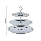 3 - Tier Plastic Round Cupcake Stand Metallic Silver with Baroque Rim & Top Handle 13" - Bell Racket Store