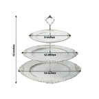 3 - Tier Plastic Round Cupcake Stand Whitewashed with Antique Gold Baroque Rim & Top Handle 13" - Bell Racket Store