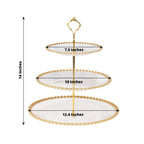 3 - Tier Plastic Round Cupcake Tower Stand Clear - Versatile Dessert Display Tea Party Serving Platter with Gold Beaded Rim & Top Handle 14" - Bell Racket Store