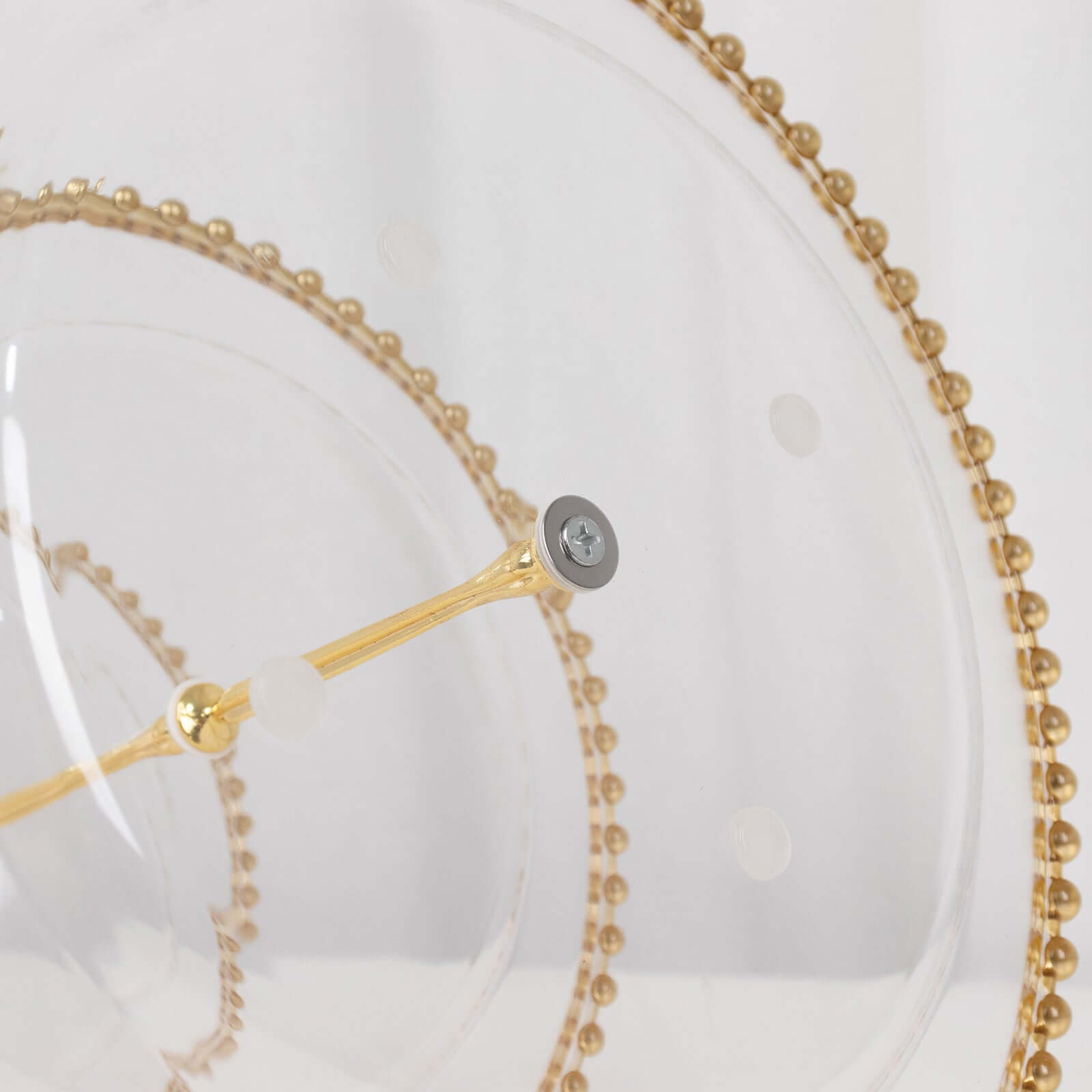 3 - Tier Plastic Round Cupcake Tower Stand Clear - Versatile Dessert Display Tea Party Serving Platter with Gold Beaded Rim & Top Handle 14" - Bell Racket Store