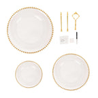 3 - Tier Plastic Round Cupcake Tower Stand Clear - Versatile Dessert Display Tea Party Serving Platter with Gold Beaded Rim & Top Handle 14" - Bell Racket Store