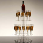 3 - Tier Round Champagne Glass Holder Tower Clear Acrylic + 1 Bottle for Professional & Home Use 21" - Bell Racket Store