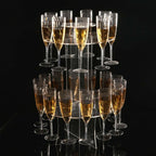 3 - Tier Round Champagne Glass Holder Tower Clear Acrylic + 1 Bottle for Professional & Home Use 21" - Bell Racket Store