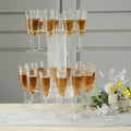 3 - Tier Round Champagne Glass Holder Tower Clear Acrylic + 1 Bottle for Professional & Home Use 21" - Bell Racket Store