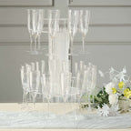 3 - Tier Round Champagne Glass Holder Tower Clear Acrylic + 1 Bottle for Professional & Home Use 21" - Bell Racket Store