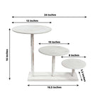 3 - Tier Wooden Cake Stand Whitewash with Round Beaded Rim Trays - Rustic Cupcake Tower Dessert Display 24"x16" - Bell Racket Store