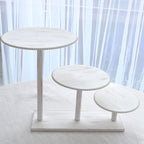 3 - Tier Wooden Cake Stand Whitewash with Round Beaded Rim Trays - Rustic Cupcake Tower Dessert Display 24"x16" - Bell Racket Store