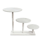 3 - Tier Wooden Cake Stand Whitewash with Round Beaded Rim Trays - Rustic Cupcake Tower Dessert Display 24"x16" - Bell Racket Store