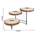 3 - Tier Wooden Cheese Board Stand Half Moon Wood Slice Design - Rustic Cupcake Centerpiece 12" Tall - Bell Racket Store