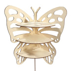 3 - Tier Wooden Cupcake Stand Butterfly Design Natural - Rustic Dessert Display Shelf Rack 24" - Bell Racket Store