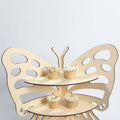 3 - Tier Wooden Cupcake Stand Butterfly Design Natural - Rustic Dessert Display Shelf Rack 24" - Bell Racket Store