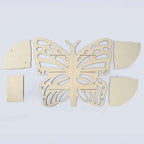 3 - Tier Wooden Cupcake Stand Butterfly Design Natural - Rustic Dessert Display Shelf Rack 24" - Bell Racket Store