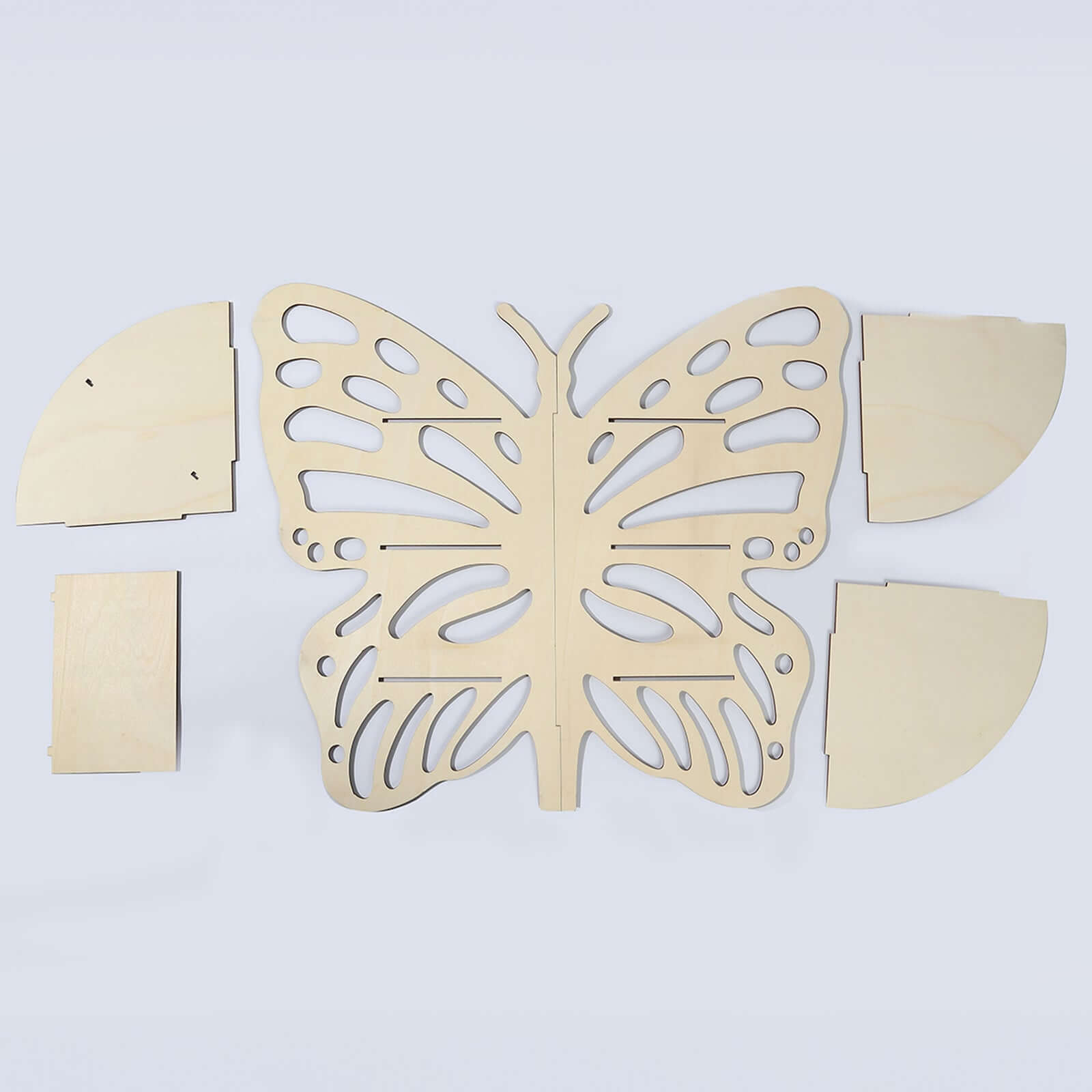 3 - Tier Wooden Cupcake Stand Butterfly Design Natural - Rustic Dessert Display Shelf Rack 24" - Bell Racket Store