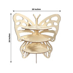 3 - Tier Wooden Cupcake Stand Butterfly Design Natural - Rustic Dessert Display Shelf Rack 24" - Bell Racket Store