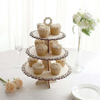 3 - Tier Wooden Cupcake Stand Floral Edge Design Natural - Rustic Round Dessert Display Table Centerpiece 16" - Bell Racket Store