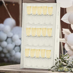 3 - Tier Wooden Rectangle Champagne Wall Glass Holder in White for Rustic Events & Banquets - Bell Racket Store