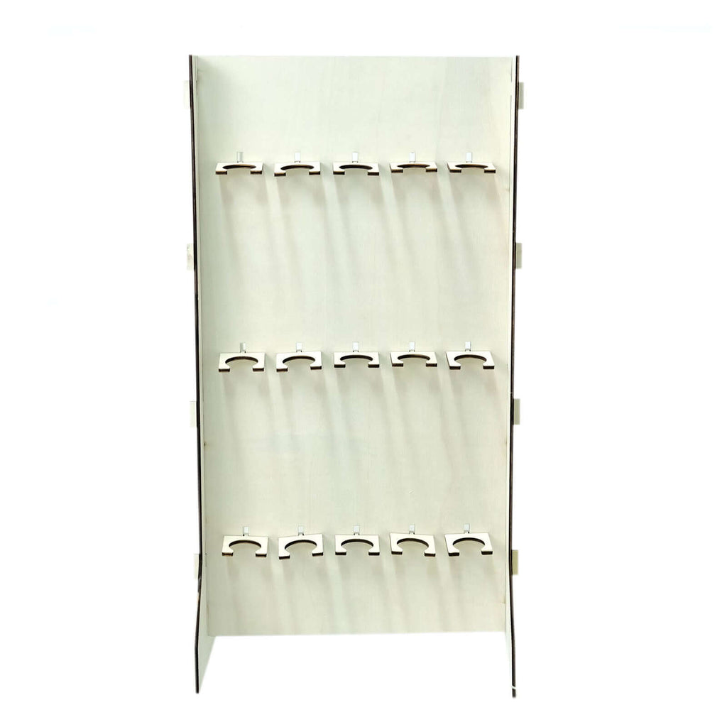 3 - Tier Wooden Rectangle Champagne Wall Glass Holder in White for Rustic Events & Banquets - Bell Racket Store