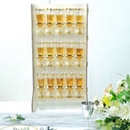 3 - Tier Wooden Rectangle Champagne Wall Glass Holder in White for Rustic Events & Banquets - Bell Racket Store