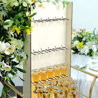 3 - Tier Wooden Rectangle Champagne Wall Glass Holder in White for Rustic Events & Banquets - Bell Racket Store