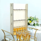 3 - Tier Wooden Rectangle Champagne Wall Glass Holder in White for Rustic Events & Banquets - Bell Racket Store