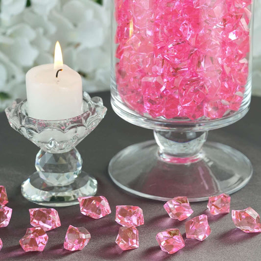 300 Pcs Acrylic Ice Bead Vase Fillers Large Pink - Stylish DIY Craft Crystals for Event Decor & Wedding Tables - NestOCart