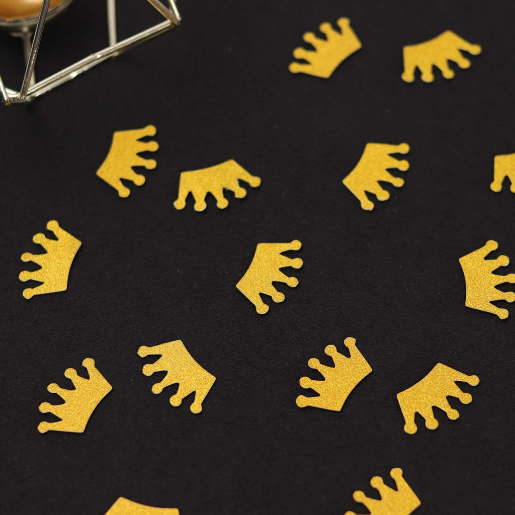 300 Pcs Glitter Princess Crown Paper Confetti Double - Sided Gold, Baby Shower Party Table Scatters - Decorative & Sparkling Design - Bell Racket Store