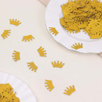 300 Pcs Glitter Princess Crown Paper Confetti Double - Sided Gold, Baby Shower Party Table Scatters - Decorative & Sparkling Design - Bell Racket Store