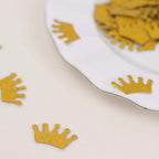 300 Pcs Glitter Princess Crown Paper Confetti Double - Sided Gold, Baby Shower Party Table Scatters - Decorative & Sparkling Design - Bell Racket Store