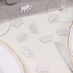 300 Pcs Glitter Princess Crown Paper Confetti Double - Sided Silver, Baby Shower Party Table Scatters - Decorative & Sparkling Design - Bell Racket Store
