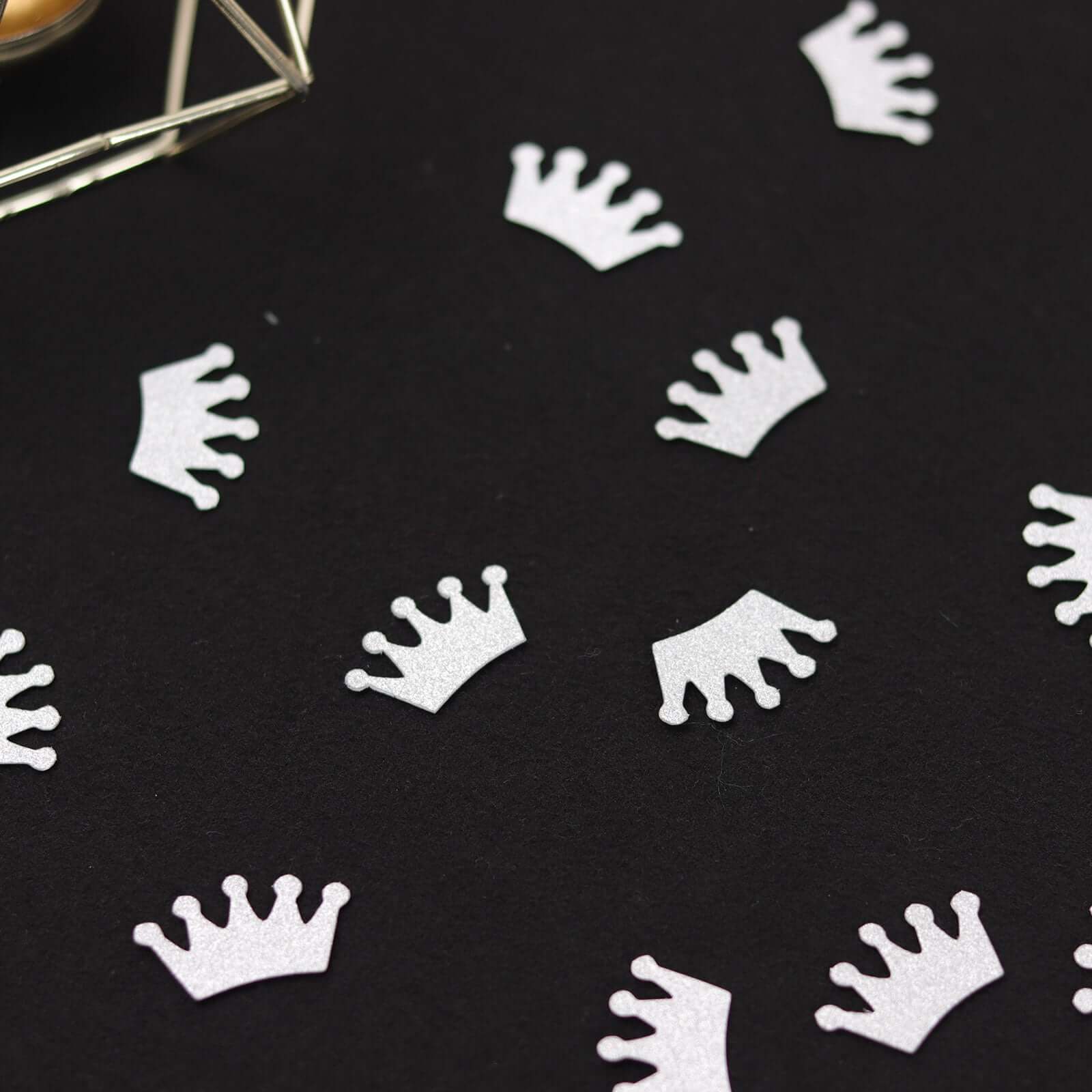 300 Pcs Glitter Princess Crown Paper Confetti Double - Sided Silver, Baby Shower Party Table Scatters - Decorative & Sparkling Design - Bell Racket Store