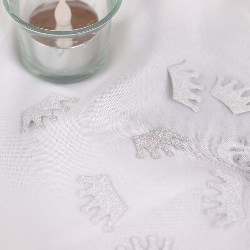 300 Pcs Glitter Princess Crown Paper Confetti Double - Sided Silver, Baby Shower Party Table Scatters - Decorative & Sparkling Design - Bell Racket Store