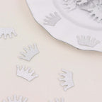 300 Pcs Glitter Princess Crown Paper Confetti Double - Sided Silver, Baby Shower Party Table Scatters - Decorative & Sparkling Design - Bell Racket Store