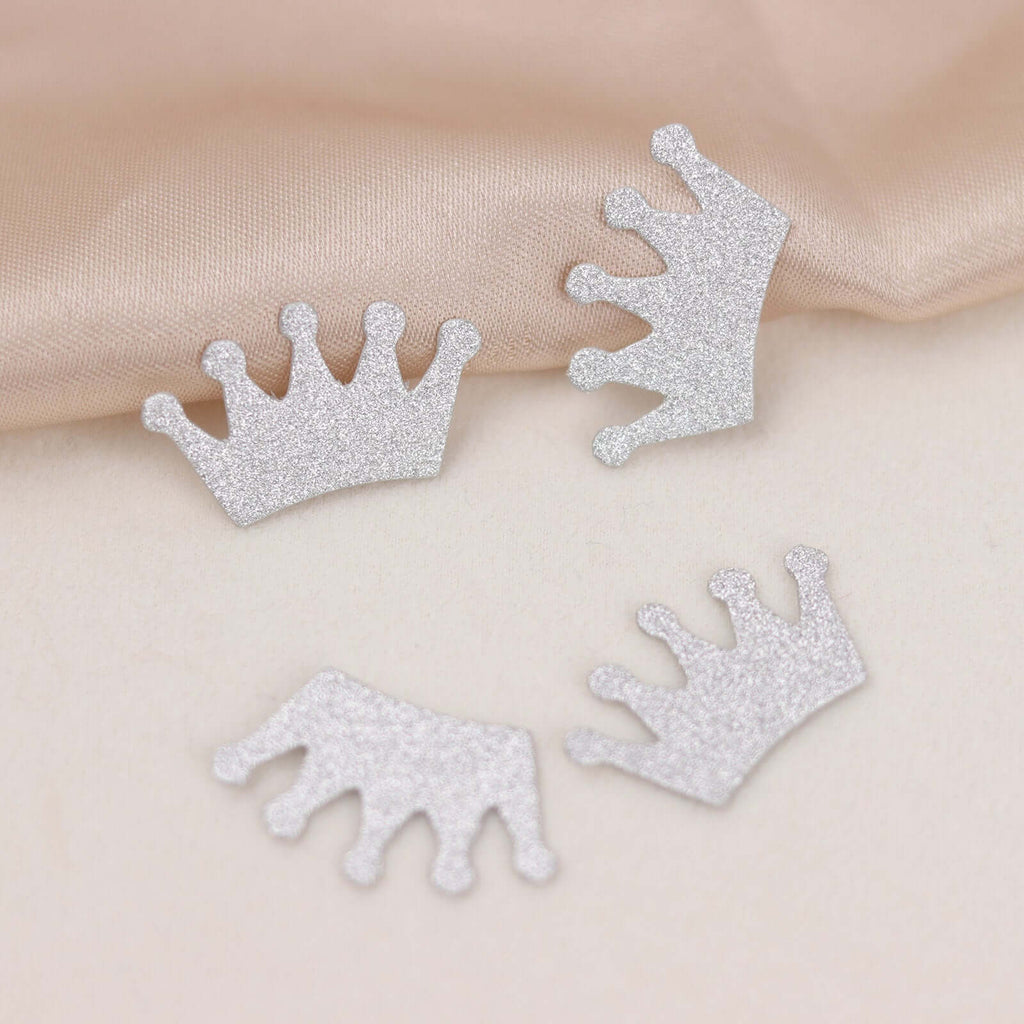 300 Pcs Glitter Princess Crown Paper Confetti Double - Sided Silver, Baby Shower Party Table Scatters - Decorative & Sparkling Design - Bell Racket Store
