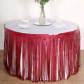 Metallic Foil Fringe Table Skirt Matte Red with Self Adhesive Backing - Durable Tinsel Skirt for Parties 30"x9ft