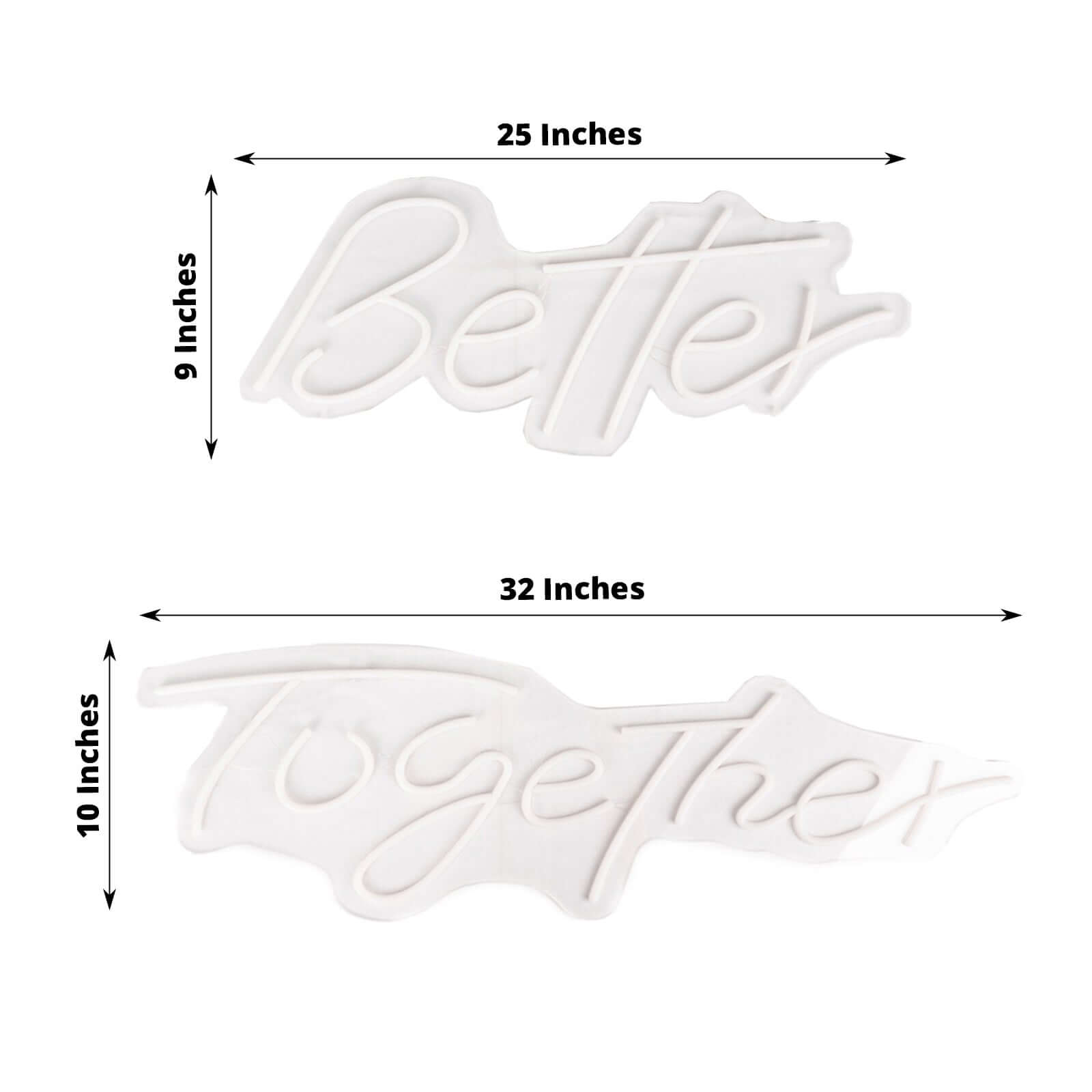 32" Better Together LED Neon Light Sign for Party or Home Wall Decor, Warm White Reusable Hanging Light With 5ft Chain - Bell Racket Store