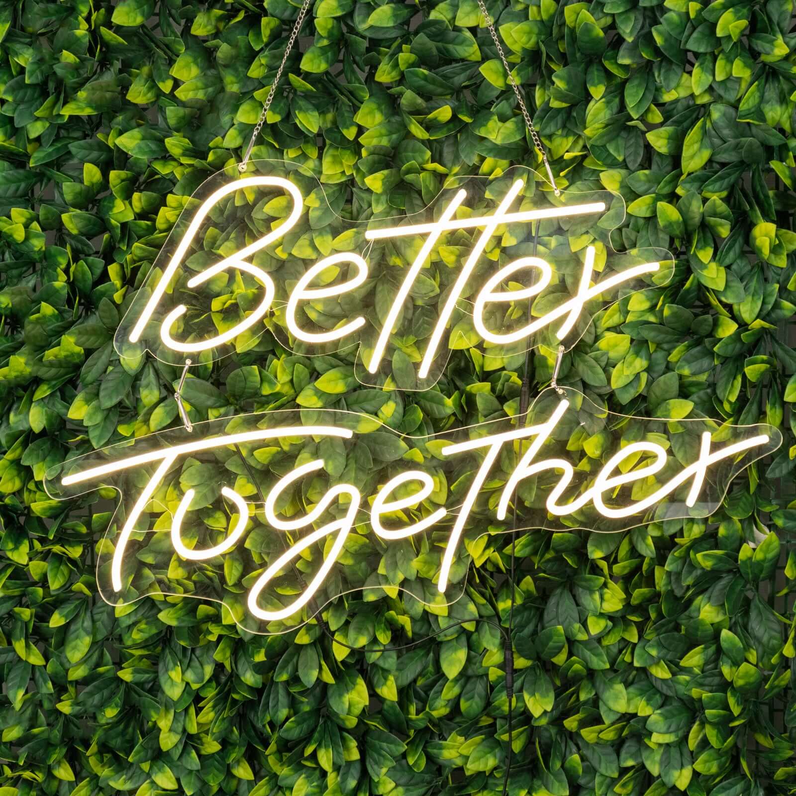 32" Better Together LED Neon Light Sign for Party or Home Wall Decor, Warm White Reusable Hanging Light With 5ft Chain - Bell Racket Store