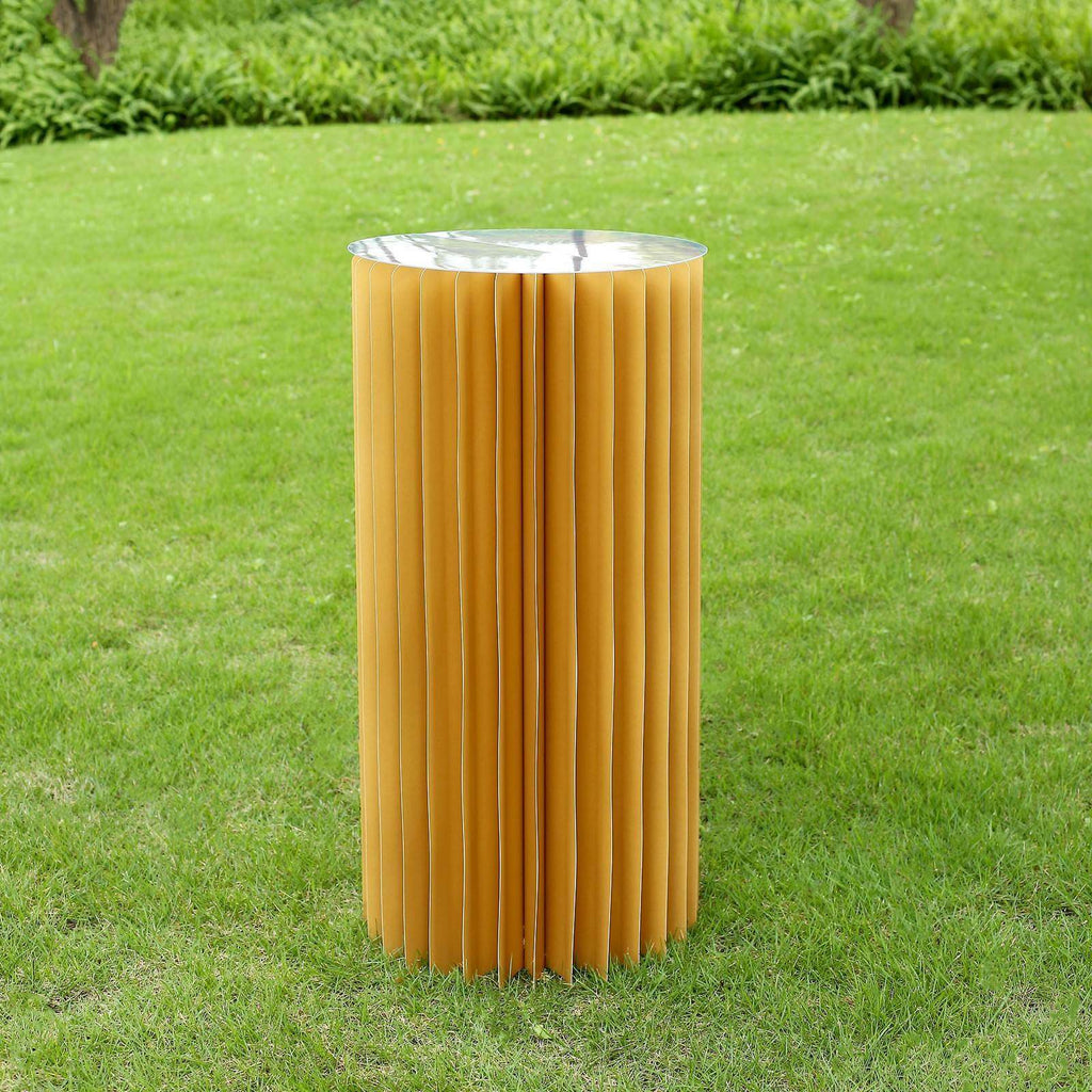 32" Gold Cylinder Display Column Stand, Pillar Pedestal Stand With Top Plate - Bell Racket Store