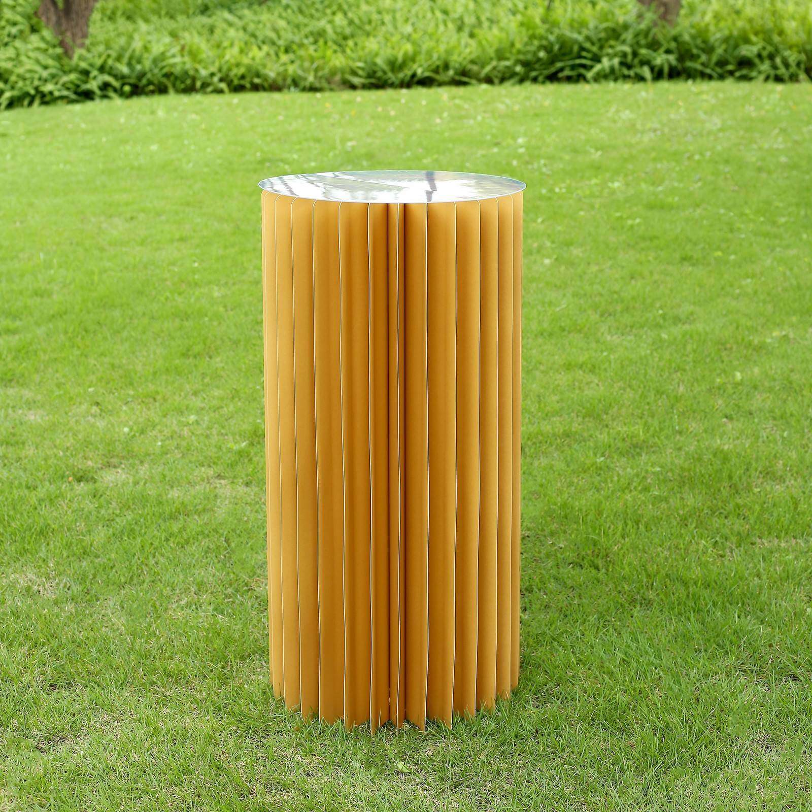 32" Gold Cylinder Display Column Stand, Pillar Pedestal Stand With Top Plate - Bell Racket Store